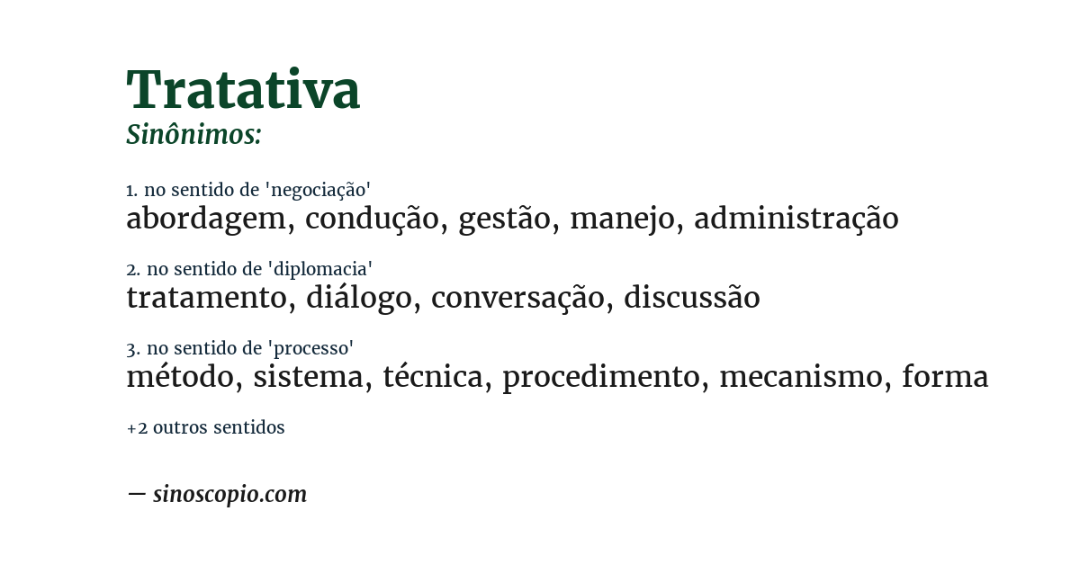 Sinônimo de tratativa