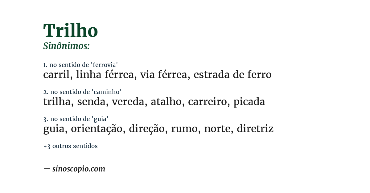 Sinônimo de trilho