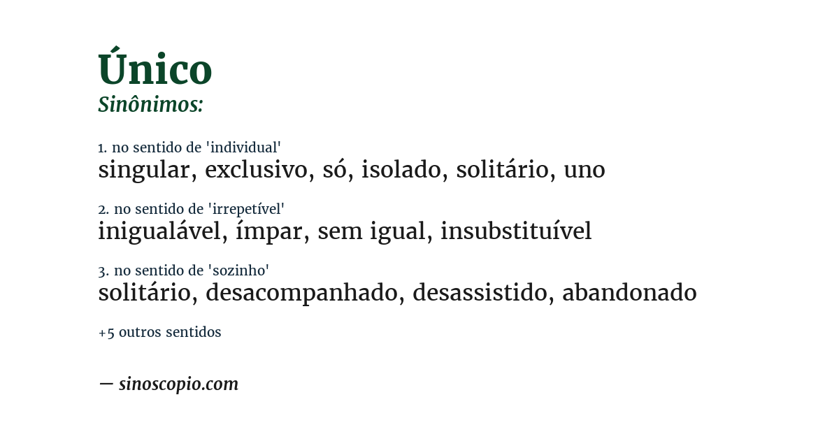 Sinônimo de único