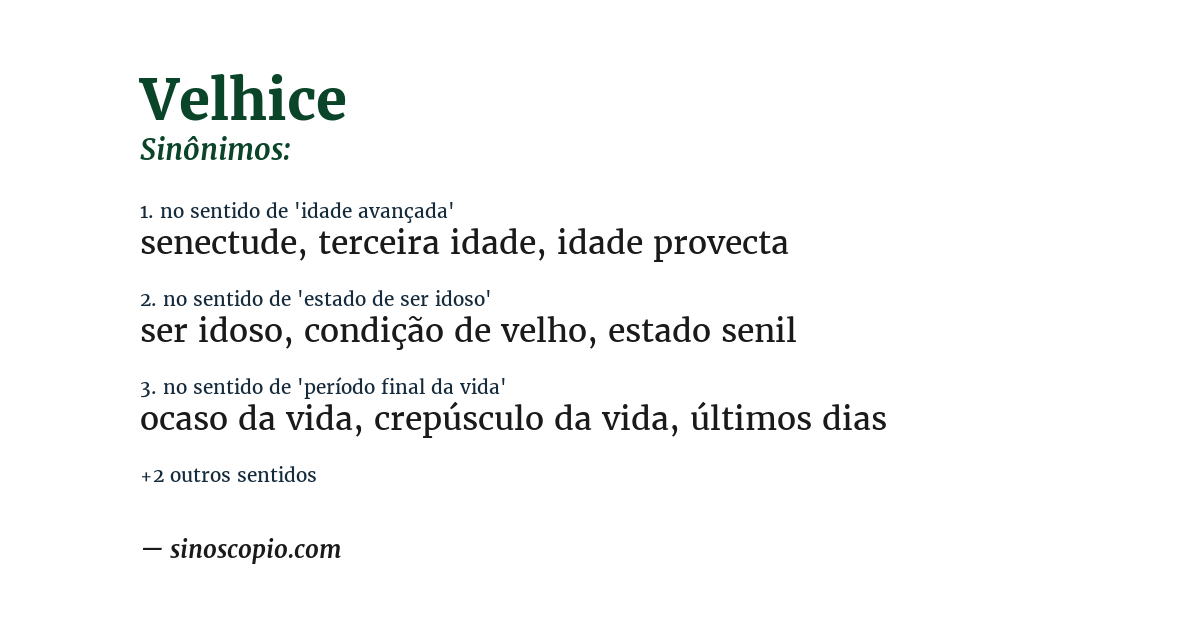 Sinônimo de velhice