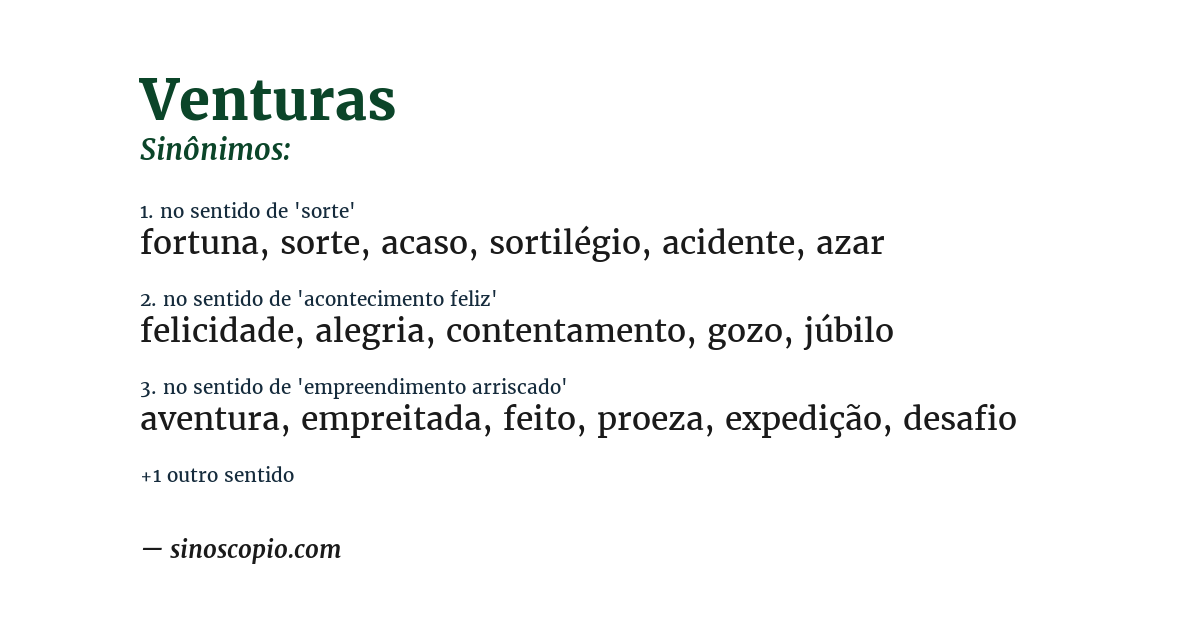 Sinônimo de venturas
