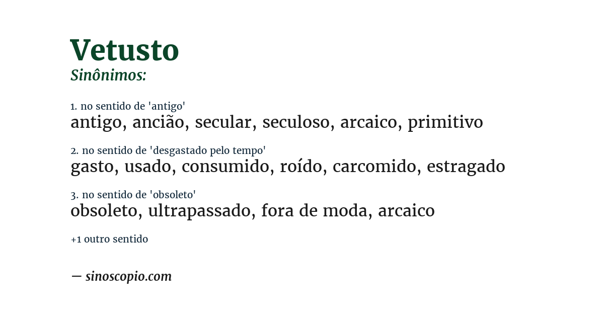 Sinônimo de vetusto