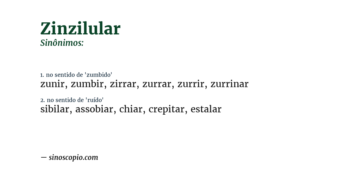 Sinônimo de zinzilular