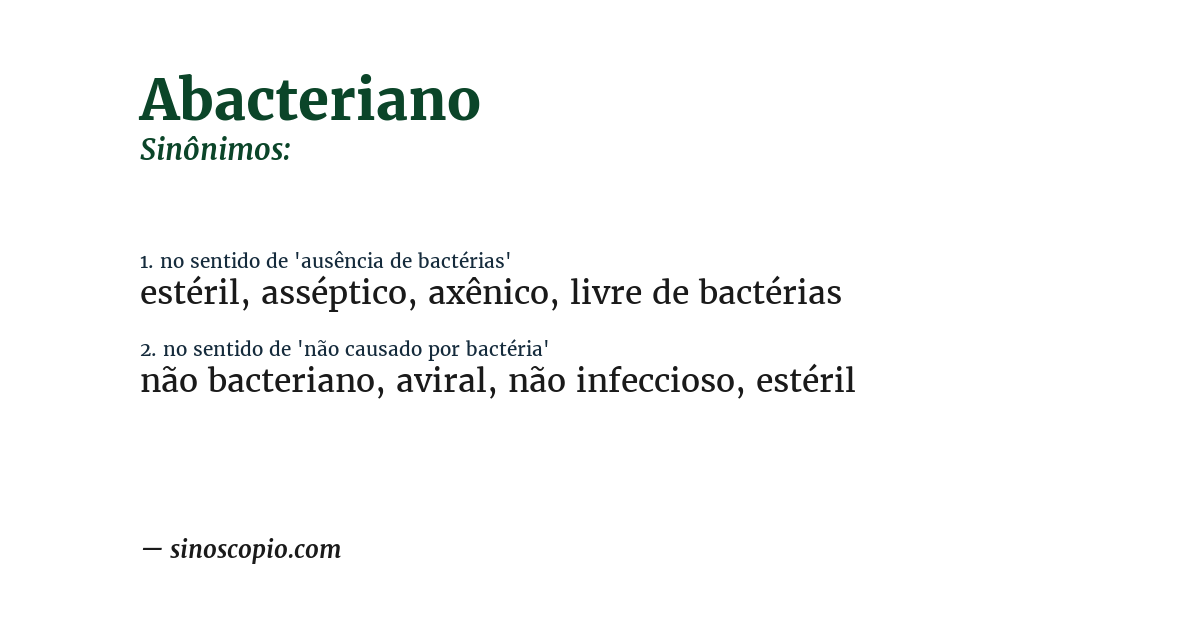 Sinônimo de abacteriano