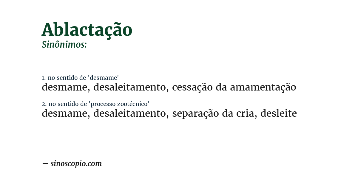 Sinônimo de ablactação