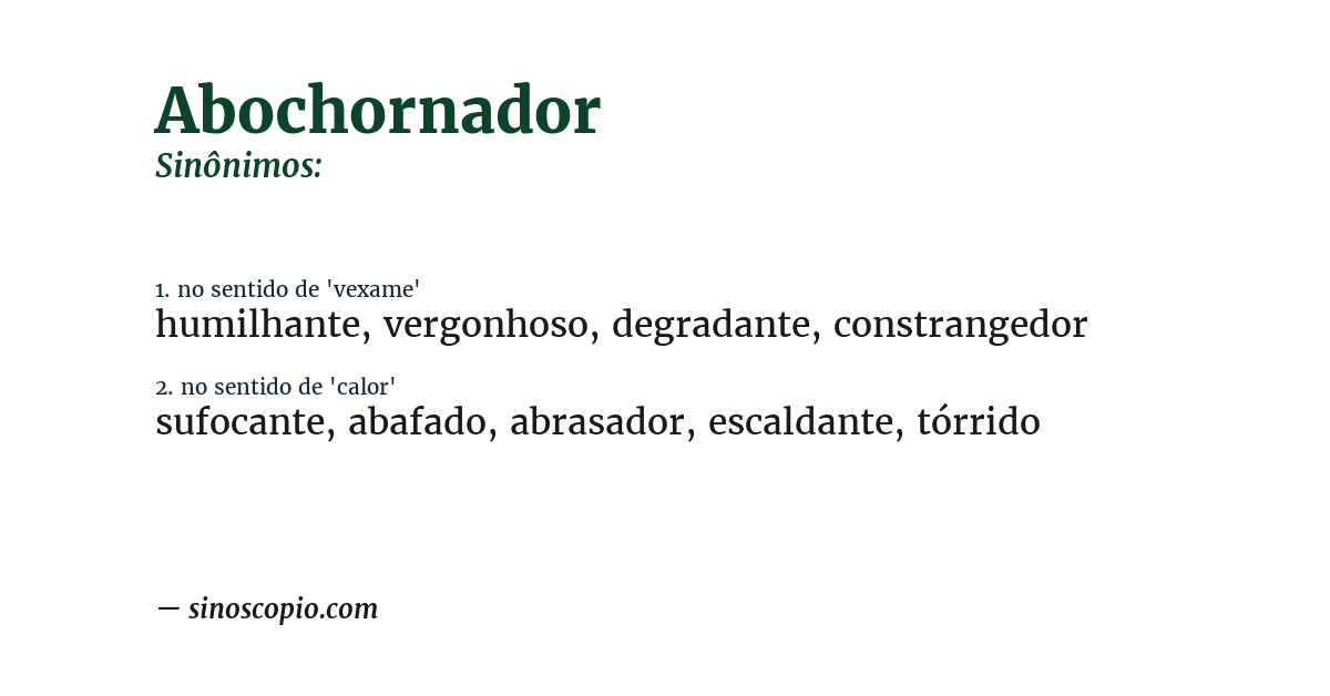 Sinônimo de abochornador