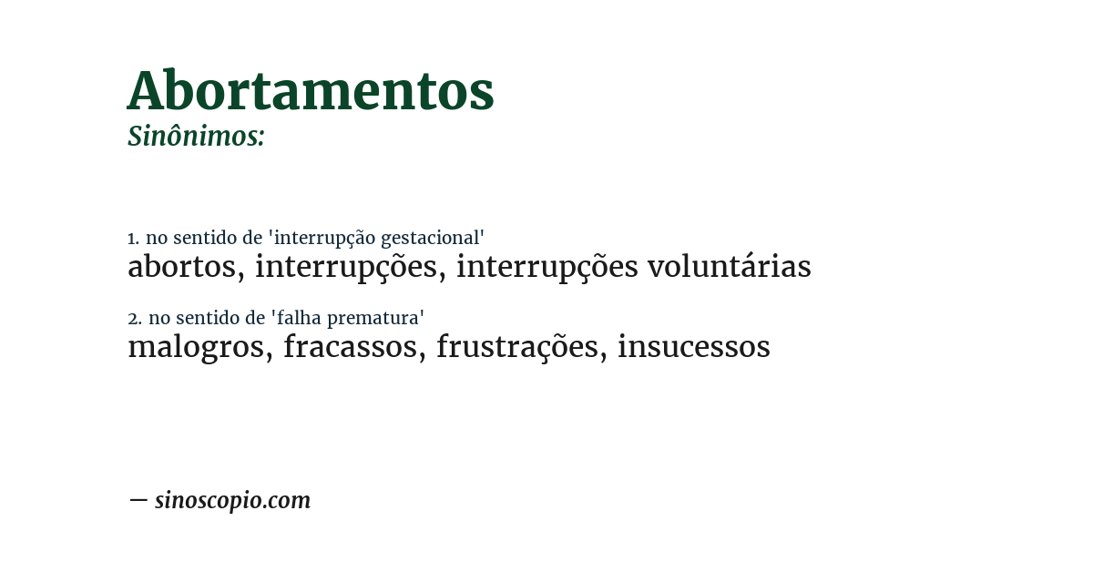 Sinônimo de abortamentos