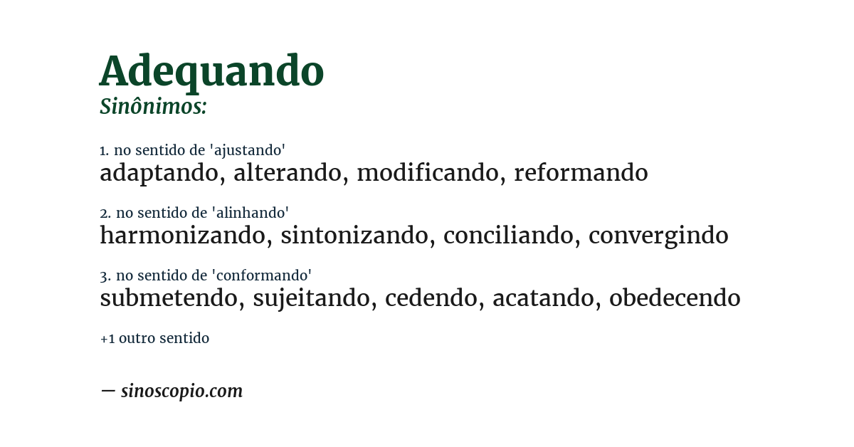 Sinônimo de adequando