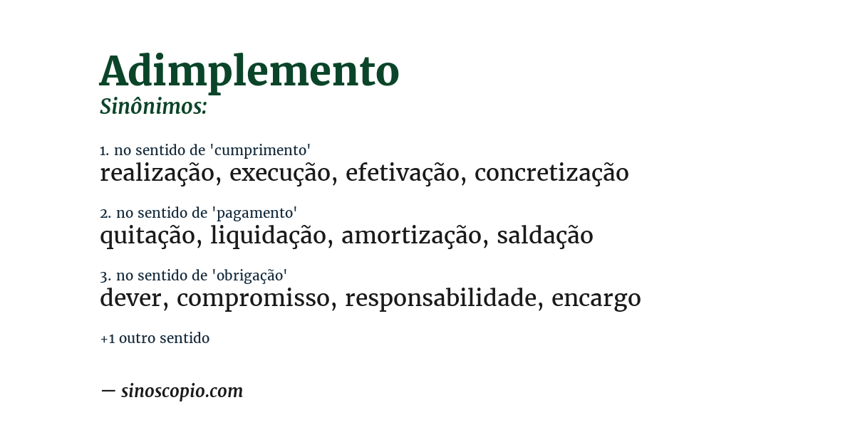 Sinônimo de adimplemento