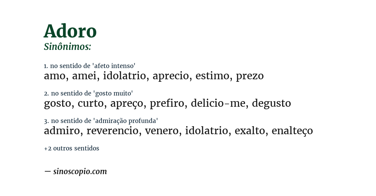 Sinônimo de adoro