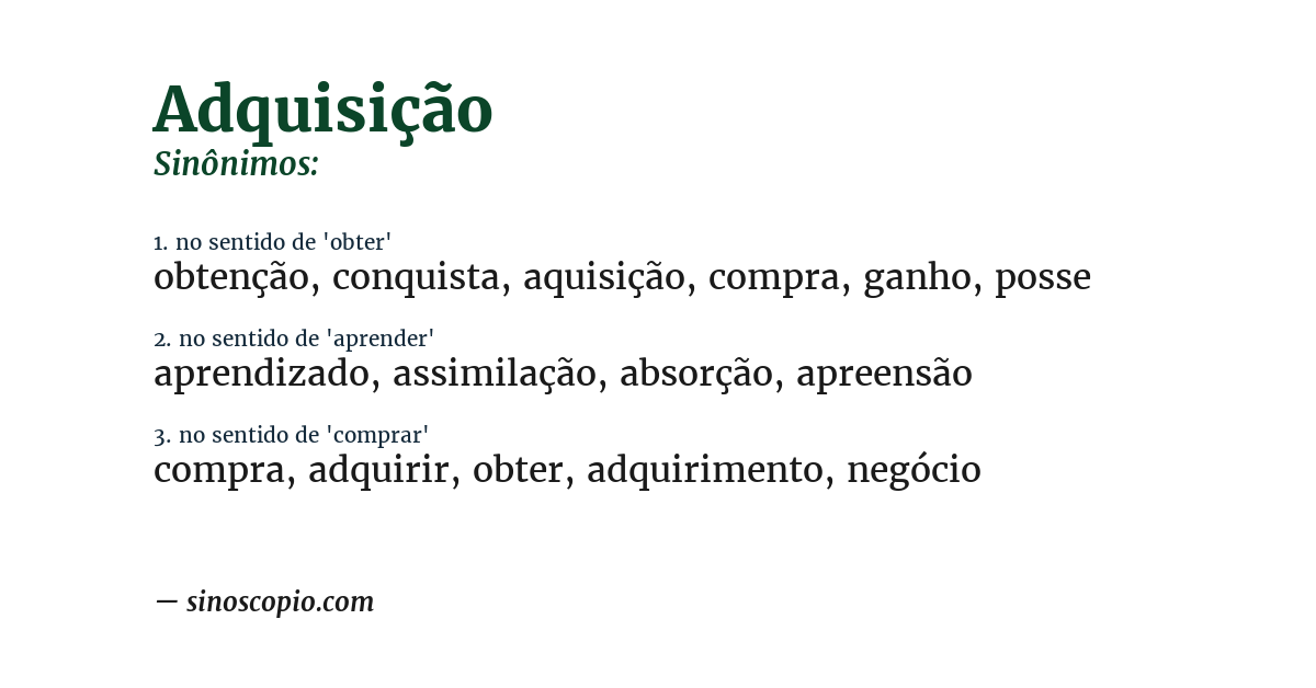 Sinônimo de adquisição