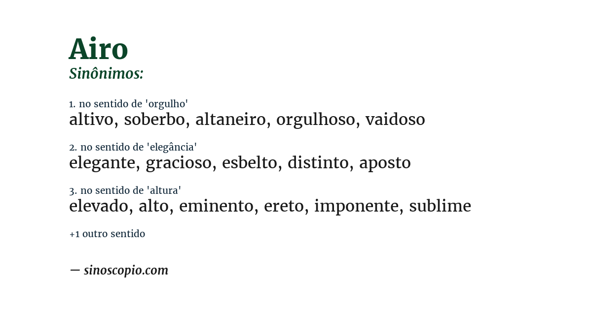 Sinônimo de airo