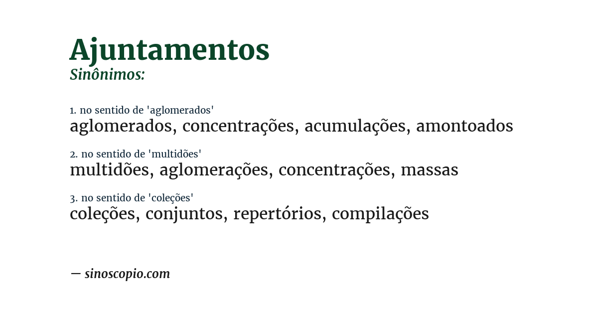 Sinônimo de ajuntamentos