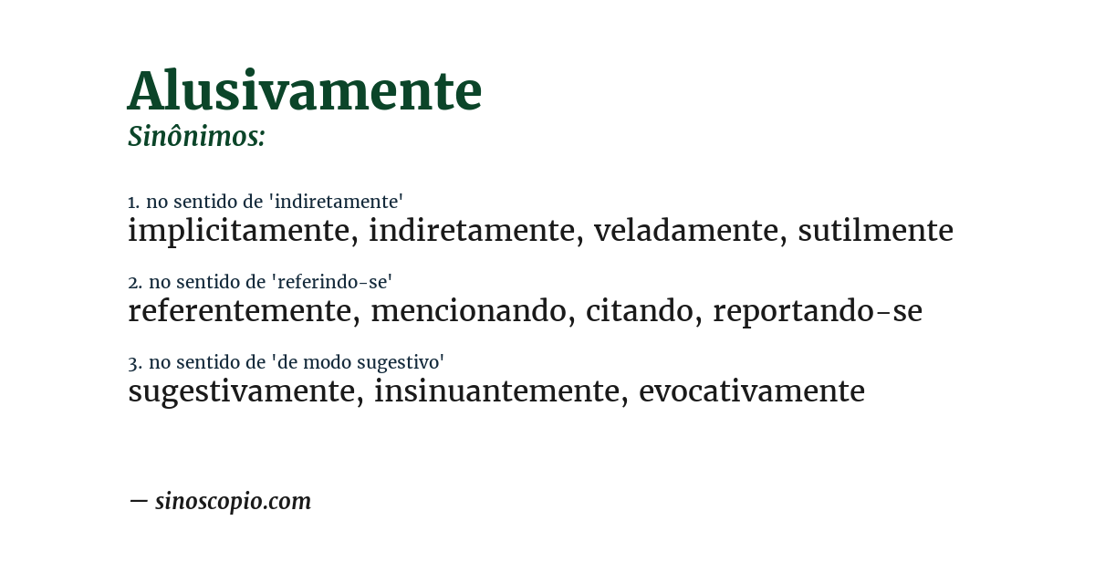 Sinônimo de alusivamente