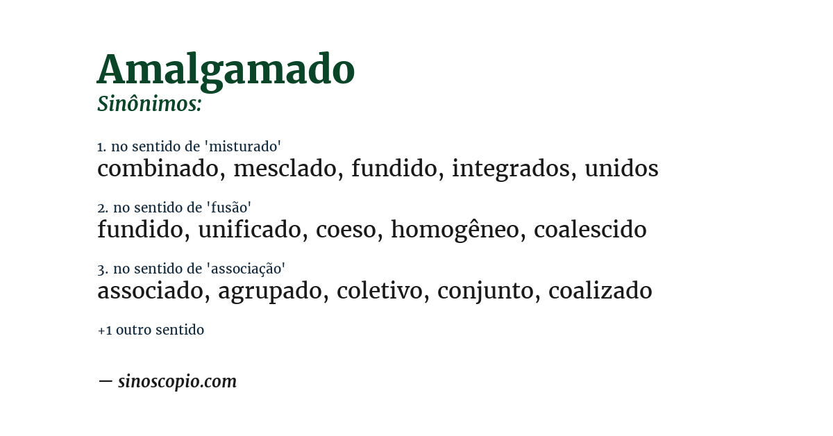 Sinônimo de amalgamado