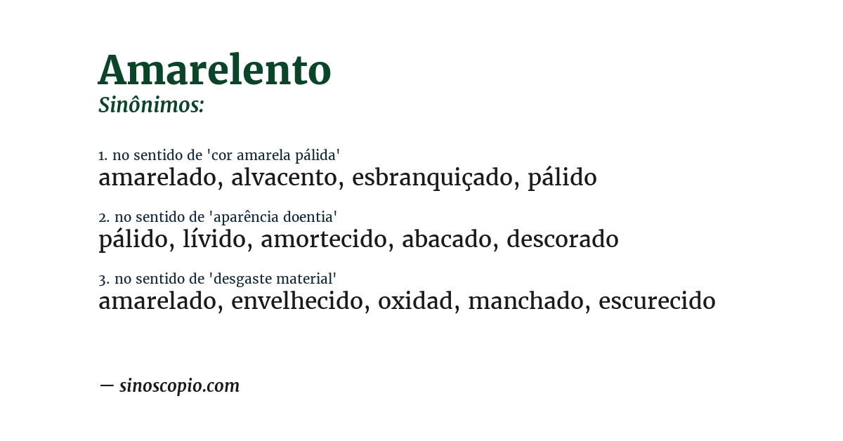 Sinônimo de amarelento