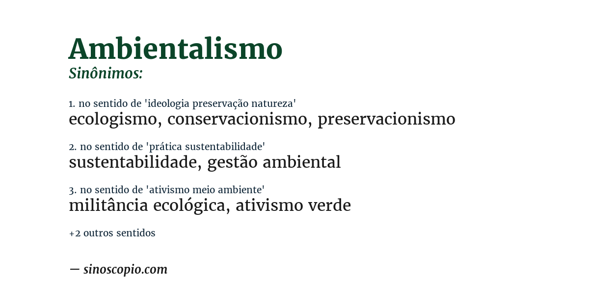 Sinônimo de ambientalismo