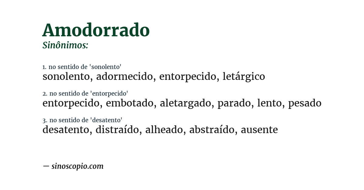 Sinônimo de amodorrado