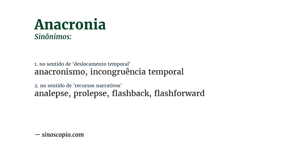 Sinônimo de anacronia
