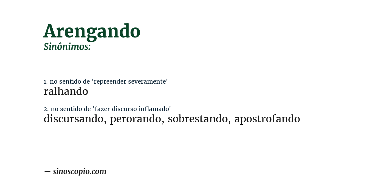 Sinônimo de arengando