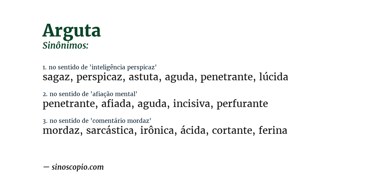 Sinônimo de arguta
