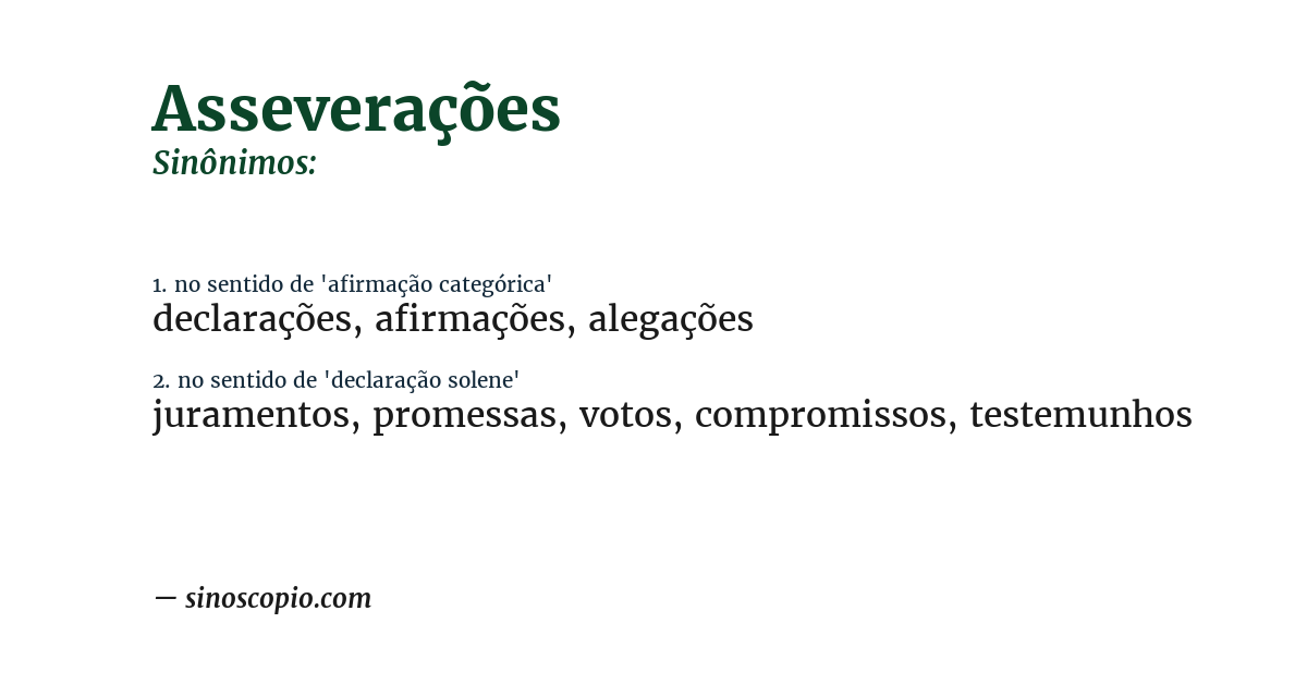 Sinônimo de asseverações