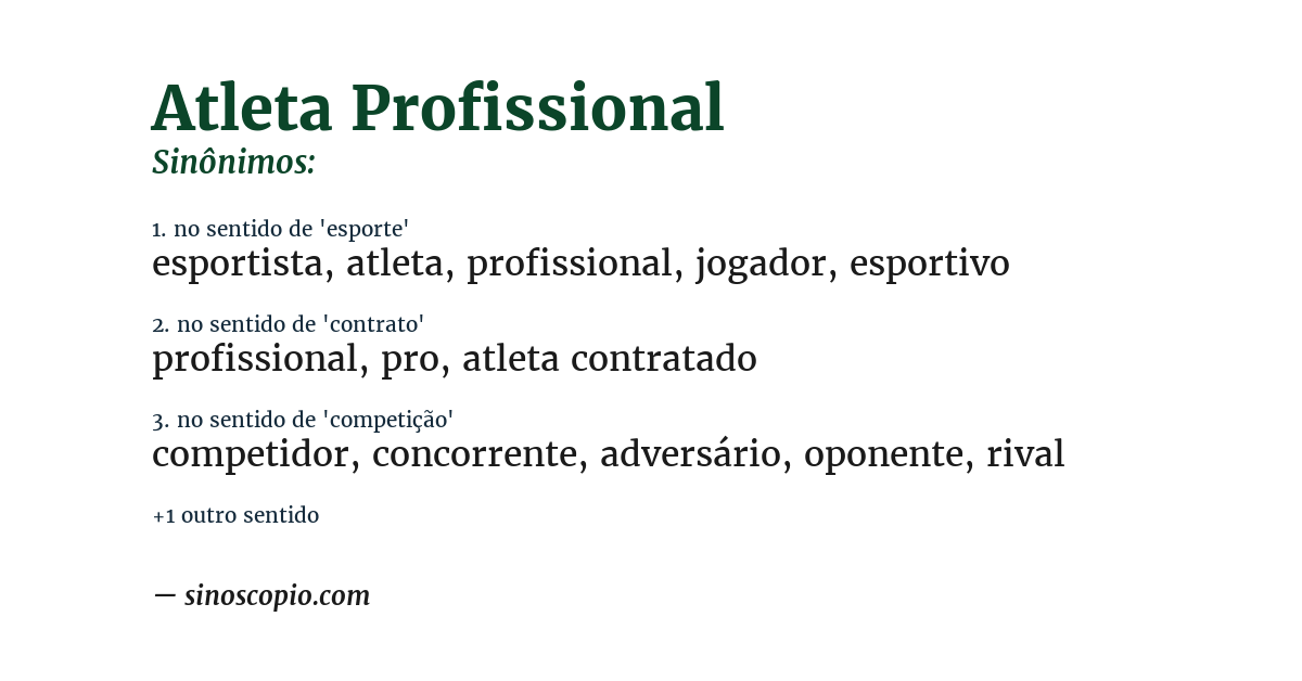Sinônimo de atleta profissional