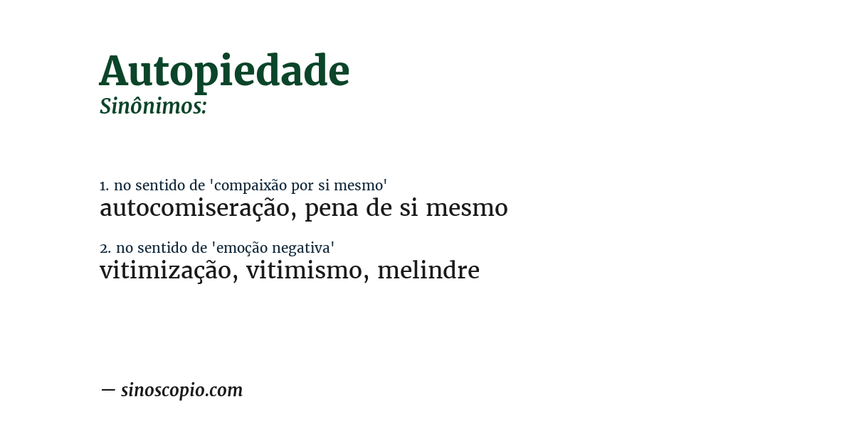 Sinônimo de autopiedade