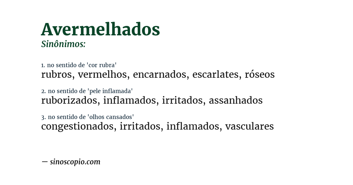 Sinônimo de avermelhados