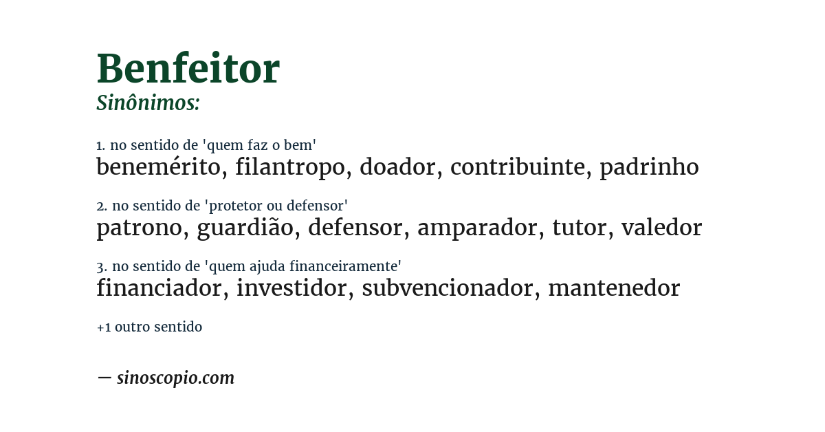 Sinônimo de benfeitor