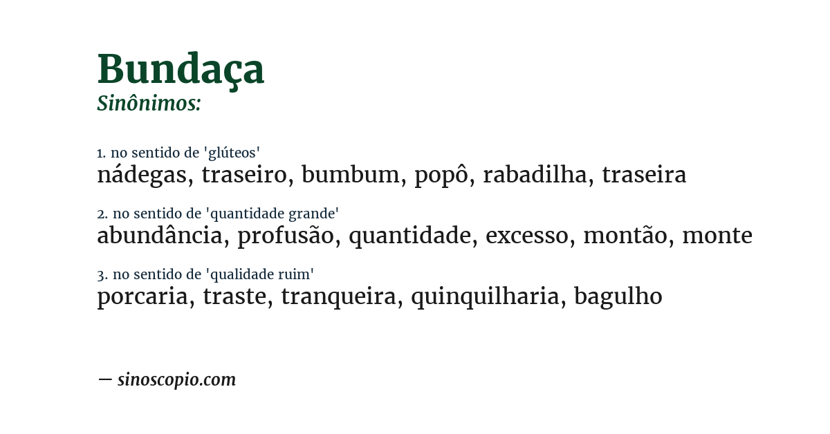 Sinônimo de bundaça