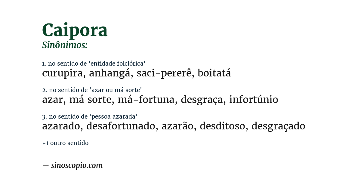 Sinônimo de caipora