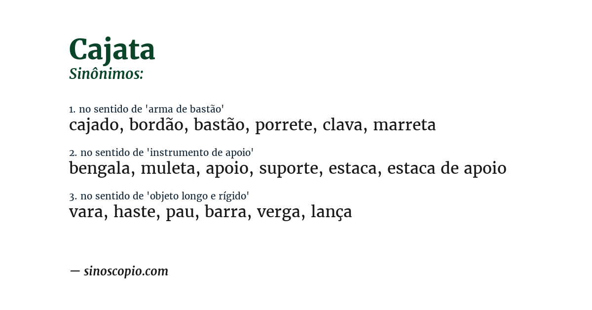 Sinônimo de cajata
