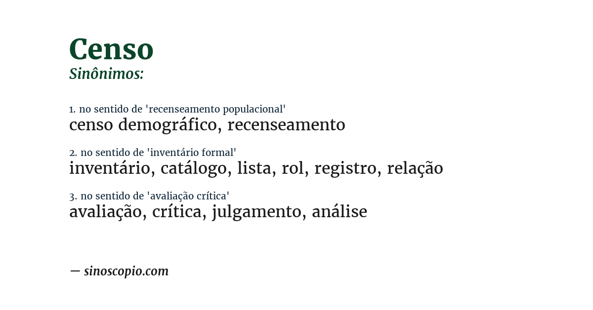 Sinônimo de censo