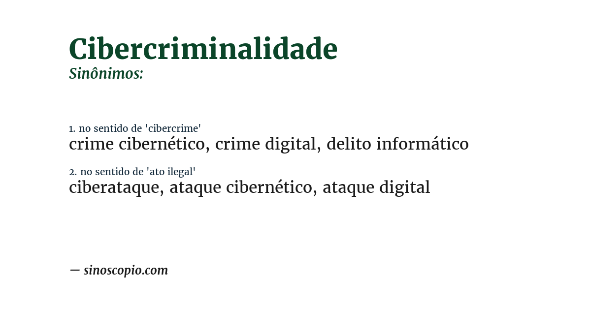 Sinônimo de cibercriminalidade