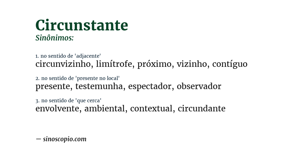 Sinônimo de circunstante