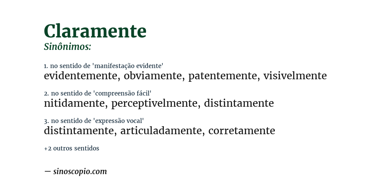 Sinônimo de claramente