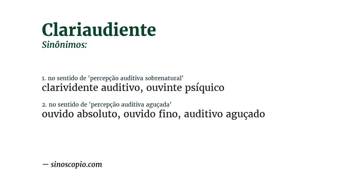 Sinônimo de clariaudiente