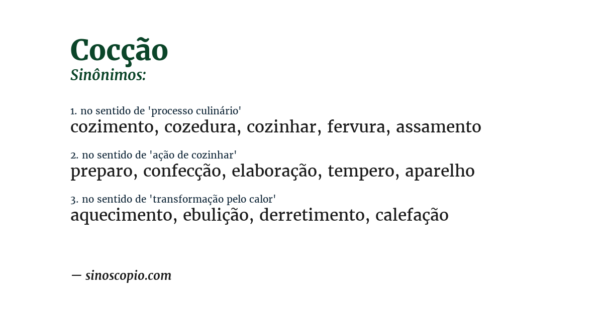 Sinônimo de cocção