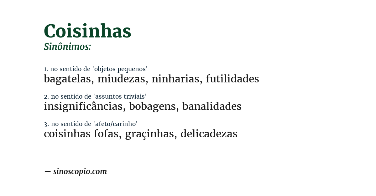 Sinônimo de coisinhas