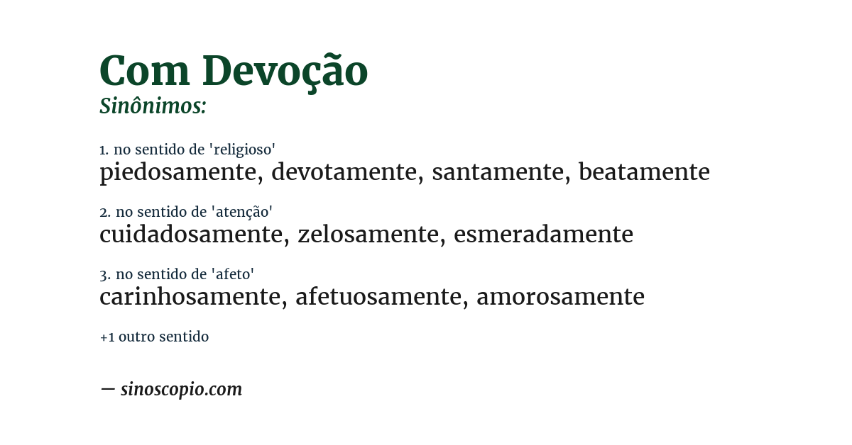 Sinônimo de com devoção