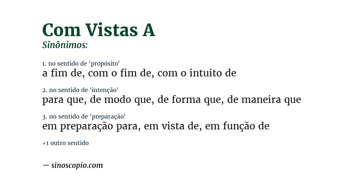 Sinônimo de com vistas a