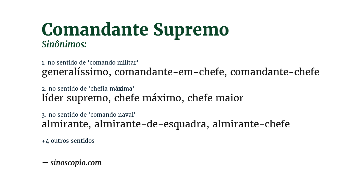 Sinônimo de comandante supremo