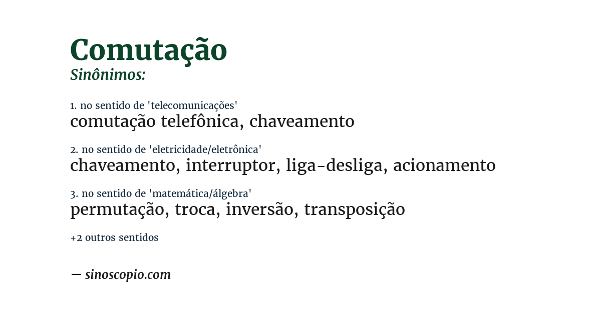 Sinônimo de comutação