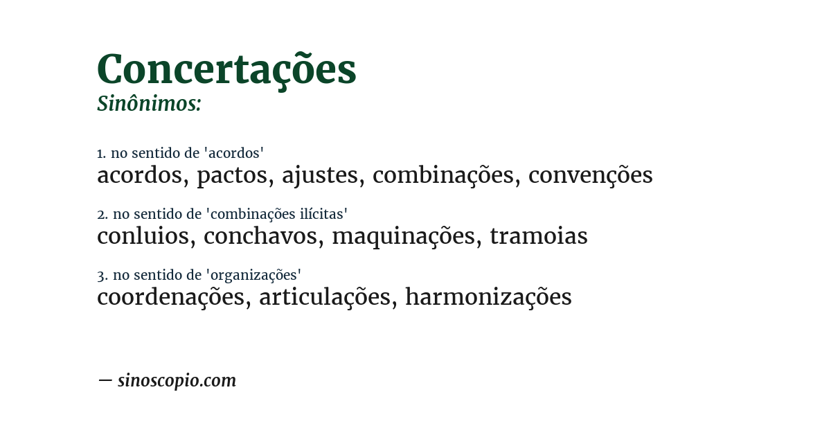 Sinônimo de concertações