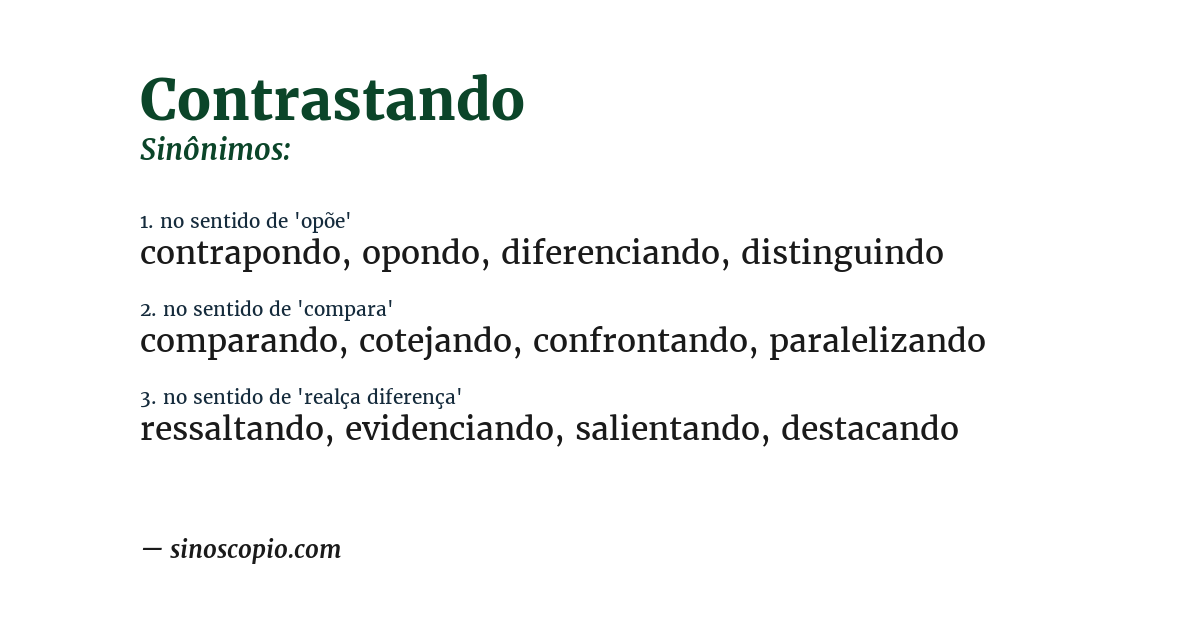 Sinônimo de contrastando