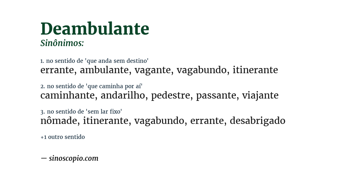 Sinônimo de deambulante