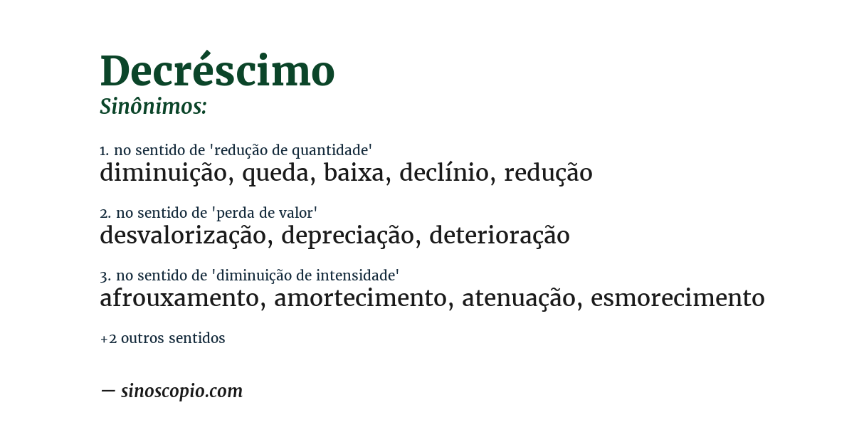 Sinônimo de decréscimo