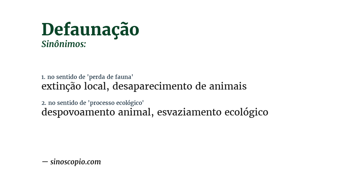 Sinônimo de defaunação