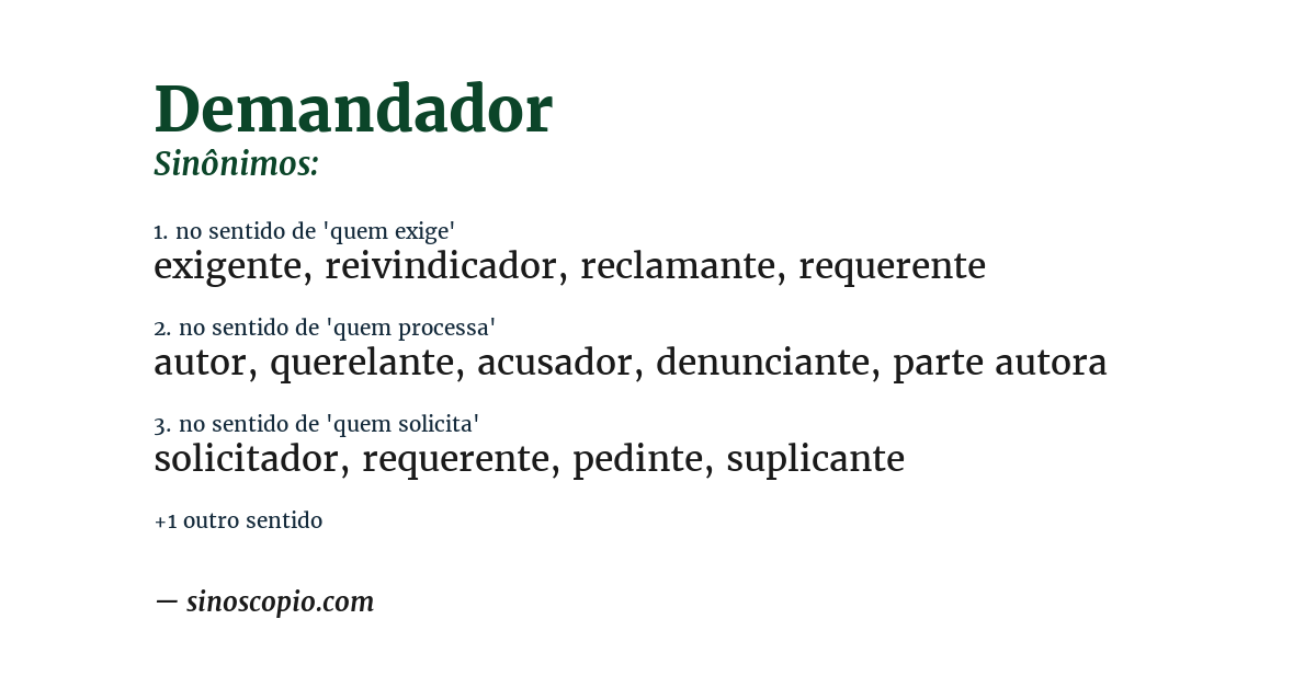 Sinônimo de demandador